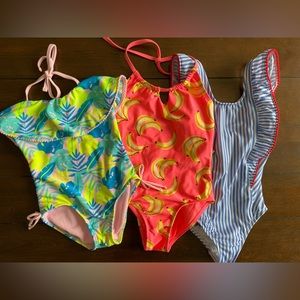 Lot of 3 Cat & Jack Little Girl Swimsuits (Size 6/6x)